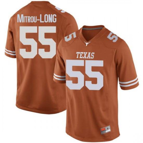 Men's Texas Longhorns #55 Elijah Mitrou-Long Replica Stitch Jersey Orange